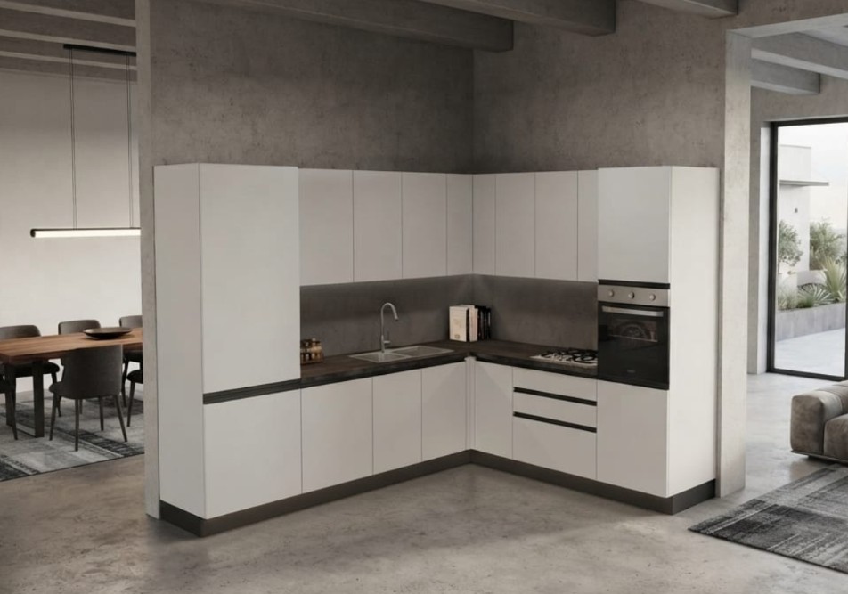 Cucina angolare Easy 274 x 259 cm con piano a gas
