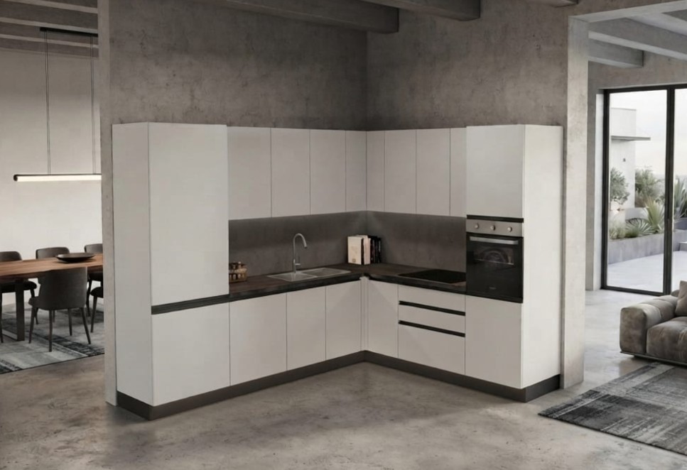 Cucina angolare Easy 274 x 259 cm con piano a induzione