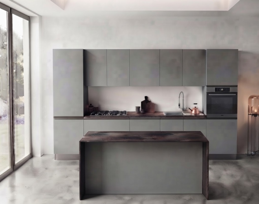 Cucina con isola Easy con piano a gas