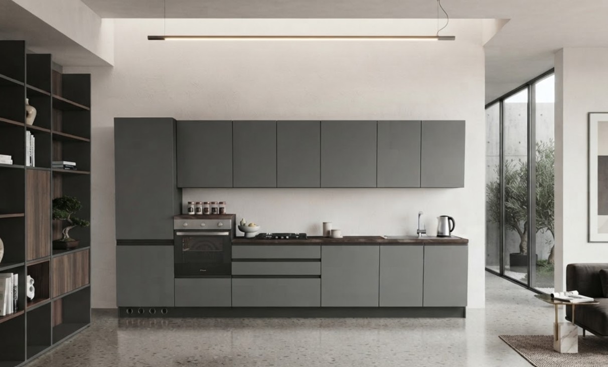 Cucina lineare Easy 360 cm con piano a gas