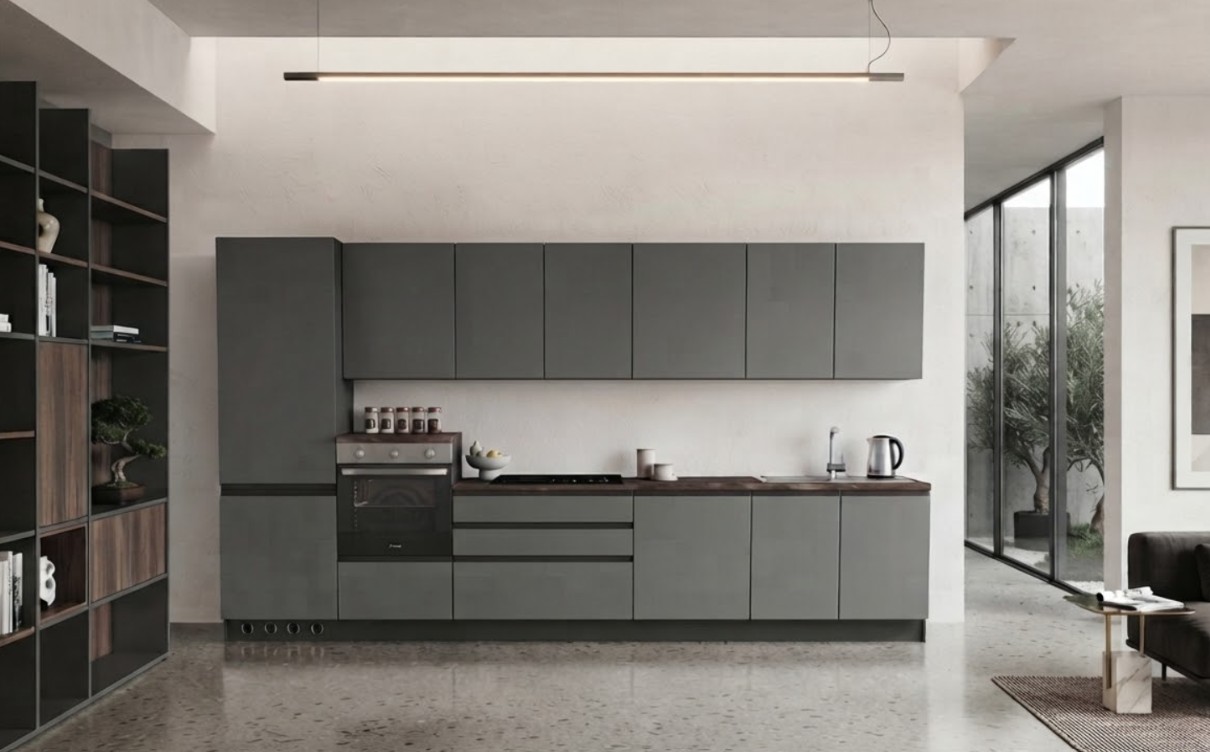 Cucina lineare Easy 360 cm con piano a induzione